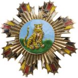 ORDER OF THE STRIPED TIGER Star, 2nd Class. Breast Star, 86 mm, gilt Silver, one side enameled, with