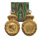 Saint Helena Medal, instituted in 1857 Breast Badge, 50x31 mm, gilt Bronze, original suspension ring