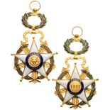 ORDER OF NATIONAL MERIT Grand Cross Badge, instituted in 1825. Sash Badge, 98x60 mm, bronze gilt,