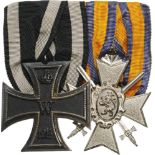 Bar of 2 : SCHWARZBURG-SONDERSHAUSEN HONOUR CROSSand PRUSSIA - IRON CROSS, 1914 4th Class,