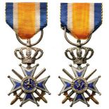 ORDER OF THE ORANGE NASSAU Military Knight’s Cross Miniature. Breast Badge, silver, 28x17 mm, both