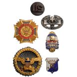 Small Group of US Army Badges, one unidentified Veterans of Foreign Wars, Freedom’s Guardian,