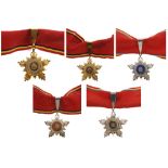 RSR - ORDER OF THE STAR OF ROMANIA, 1947-1965 Set 1-5 Classes for Ladies, 3rd Model (1965-1989). 1st