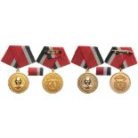 Florentino Alejo Medal, 2 different Types Breast Badges, 30 mm, gilt Bronze, original suspension