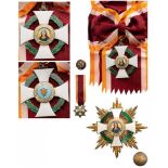 ORDER OF SAINT AGATHA Grand Cross Set, instituted in 1923. Sash Badge, 74x64 mm, gilt Silver,