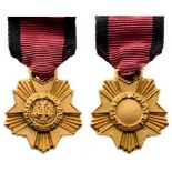 Military Medal Miniature. Breast Badge, gilt bronze, 19 mm, original ribbon and suspension pin. Rare