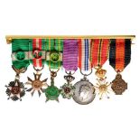 Medal Bar with 7 Decorations Senegal, Commander of the Order of the Lion, Madagascar, Commander of