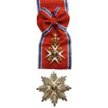 ORDER OF SAINT OLAF Grand Cross Set, 2nd Type, 1st Class, instituted in 1847. Sash Badge, GOLD,