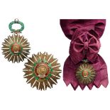 ORDER OF THE SUN OF PERU Grand Cross Set, 1st Class, instituted in 1821. Sash Badge, 86x60 mm,