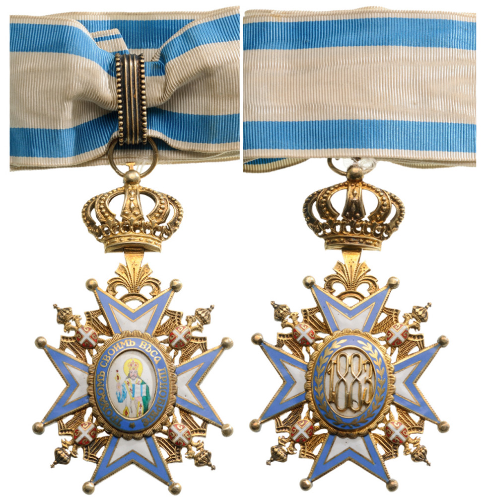 ORDER OF SAINT SAVA Commander’s Cross, 3rd Type, instituted in 1883. Neck Badge, 78x51 mm, gilt - Image 2 of 2