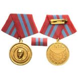 Jose Maria Perez Medal Breast Badge, 30 mm, gilt Bronze, original suspension ring and ribbon with