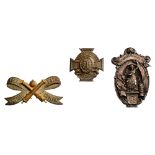 Lot of 3 decorations Breast Badges, stamped metal, silvered bronze: Badge of Coblenz Former