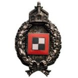 Army Observer's Badge, instituted in 1914 Breast Badge, 69x42 mm, Silver, obverse center enameled,