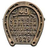 40 Year Jubilee of Heilbronn Cavalry Association 1929 Badge Breast Badge, 25x22 mm, stamped
