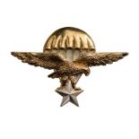 Military Paratrooper Badge Breast Badge, silvered and gilt Bronze, 45x65 mm, maker’s mark "Drago,