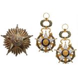 NATIONAL ORDER OF MERIT Grand Cross Set, instituted in 1825. Sash Badge, 97x60 mm, gilt Bronze, both