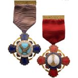 Group of 2 Academy of Military Studies Merit 1st and 2nd Classes. Breast Badges, 48 mm, gilt bronze,