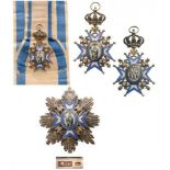 ORDER OF SAINT SAVA Grand Cross Set, 3rd Type, instituted in 1883. Sash Badge, 85x52 mm, gilt