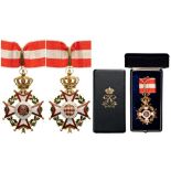 ORDER OF SAINT CHARLES Commander's Cross, 3rd Class, instituted in 1858. Neck Badge, 85x53 mm, GOLD,
