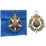 MILITARY ORDER OF THE TOWER AND SWORD Grand Cross Badge. Sash Badge, bronze gilt, 76 mm, enameled,