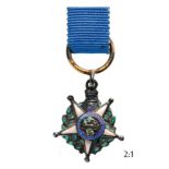 MILITARY ORDER OF THE TOWER AND SWORD Knight’s Cross Miniature. Breast Badge, 20x15 mm, silver,