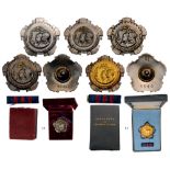 Lot of 5 ORDER OF LABOUR 2nd Class Badge (with Golden Wreath), 3rd Class Badges (4). Breast