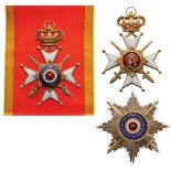 PRINCELY HOUSEORDER, 1869 Grand Cross Set with Swords. Sash Badge, 98x68 mm, gilt Silver,