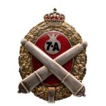 Regimental Badge "7th Artillery Regiment", Buzau Breast Badge, silver, hallmarked "SILBER, 900,