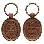 Rare Miniature Medal of the capture of Fort Coimbra, 1864 Breast Badge, 16x11 mm, Bronze. Ross Br13.