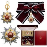 ORDER OF INDEPENDENCE Grand Cross Set, 1st Class, instituted in 1921. Sash Badge, 92x62 mm, silvered