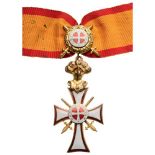 ORDER OF THE WHITE CROSS Commander’s Cross, 3rd Class, with swords. Neck Badge, 72x38 mm, gilt