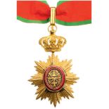 ROYAL ORDER OF CAMBODIA Commander's Cross, 3rd Class, instituted in 1864. Neck Badge, 63 mm, gilt