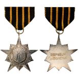 POLICE HONOR STAR 3rd Class. Breast Badge, silvered metal, 43 mm, original suspension ring and