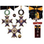 ORDER OF MERIT Grand Cross Set, 1st Class, instituted in 1917. Sash Badge, 61x52 mm, gilt Silver,