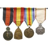 Personal bar of 4 Decorations Yser Campaign Medal (instituted in 1918), Commemorative War Medal