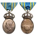 GUSTAV V LANDSTORM SILVER MERIT MEDAL Gustav V Landstorm Silver Merit Medal. Breast Badge, 44x26 mm,