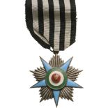 ORDER OF HONOR Knight’s Cross, instituted in 1937. Breast Badge, 46 mm, Silver, obverse enameled,