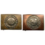 Lot of 2 Belt Buckles Belt Buckles Model 1895 Bronze, 47x62 mm, central medallion silvered metal,