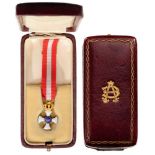 ORDER OF THE CROWN OF ITALY Miniature. Breast Badge, GOLD, 15 mm, enameled, original suspension ring