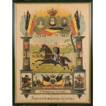 1ST LANCIERS (SPEARMEN) REGIMENT Souvenir Document for a Veteran of the Regiment, 613x460 mm, period