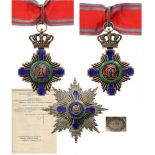 ORDER OF THE STAR OF ROMANIA, 1864 Grand Officer Set, 1st Model (1877-1932) for Civil. Neck Badge,