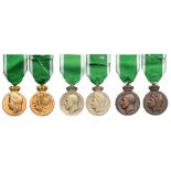 Lot of 3 Agricultural Merit Medal 1st Type Gold Medal, 2nd Type Silver and Bronze Medals, instituted