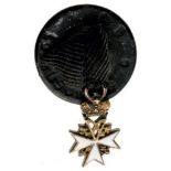 ORDER OF MALTA Donat Cross Miniature. Breast Badge, gilt Silver, 13x9 mm, one side enameled,