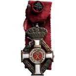 ORDER OF GEORGE I Officer’s Cross Miniature. Breast Badge, Silver, 30x19 mm, enameled on one side,