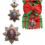 ROYAL ORDER OF CAMBODIA Grand Cross Set, instituted in 1864. Sash Badge, 92x57 mm, Silver with
