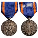 Cherifian Medal of Civil Merit, instituted in 1924 Breast Badge, 34 mm, silvered bronze, original