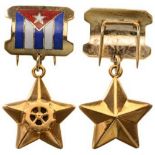 ORDER HERO OF LABOR OF THE REPUBLIC OF CUBA Breast Badge, 27 mm, gilt Bronze, original enameled