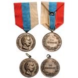 Silver Medals for Zeal, instituted in 1895 Breast Badges, 30 mm, silvered bronze, silver, suspension