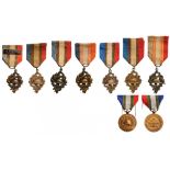 Lot of 8 Decorations Medals of the National Union of Combatants, Members’ Medals (7), Merit Medal.