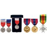 Group of 3 Decorations National Defense Medal, Silver Honor Medal of Labor, Cross of the Union of